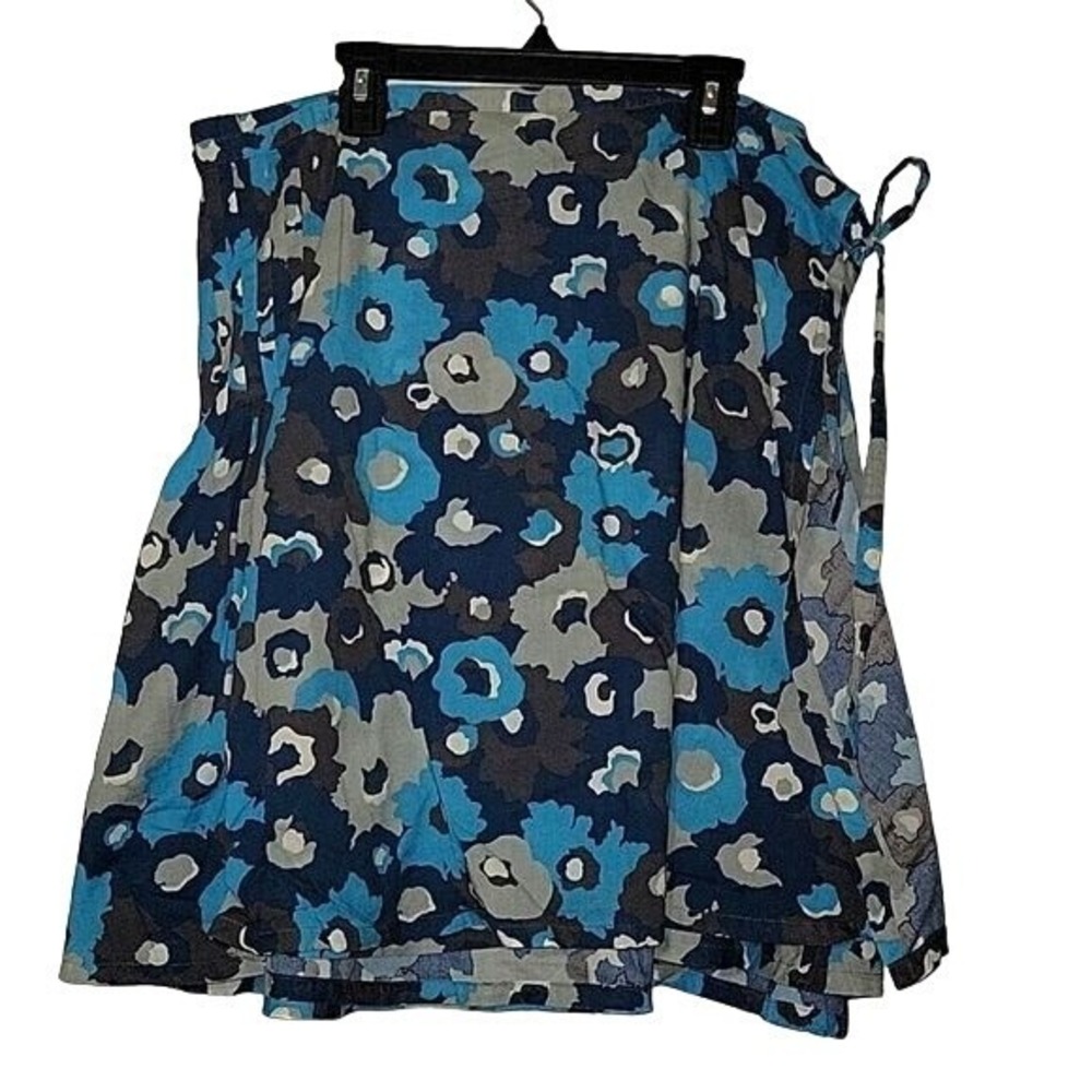 Floral Print‎ Skirt Blue Gray Tie Waist Casual Summer Lightweight
